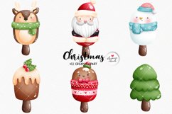 Watercolor Christmas Ice Cream Clipart, Winter Animal Product Image 1