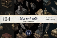 Vintage Book Quills Pattern | Dark Academia Paper Product Image 1