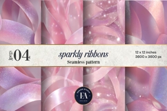 Sparkly Ribbon Texture | Pink Sheer Ribbon Pattern Product Image 1