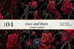 Gothic Rose Digital Paper, Dark Floral Seamless Pattern Product Image 1