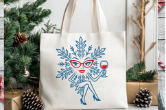 Christmas Wine Snowflake SVG | Festive Woman Silhouette PNG Product Image 3