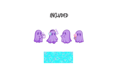 Cute Purple Ghost Daily Activities Cartoon Set Product Image 2