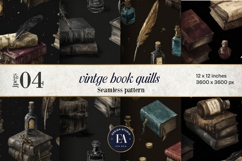 Vintage Book Quills Pattern | Dark Academia Paper Product Image 1