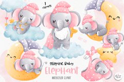 Sleeping baby elephant Clipart, baby girl clipart, baby girl Product Image 1