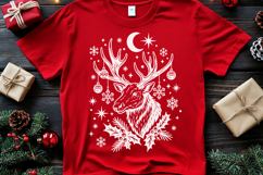 Christmas Moose SVG | Vintage Holiday Reindeer Head Clipart Product Image 3