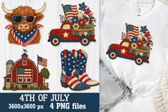 Patriotic Highland Cow &amp; Farmhouse 4th of July PNG Files Product Image 3