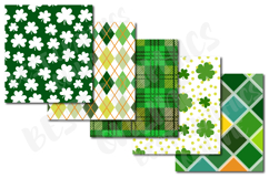 St Patrick's Day Digital Papers, Saint Patrick Shamrock Set Product Image 5