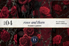 Gothic Rose Digital Paper, Dark Floral Seamless Pattern Product Image 1