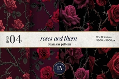 Gothic Rose Digital Paper, Dark Floral Seamless Pattern Product Image 1