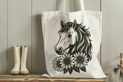 Floral Sunflower Horse SVG | Western Horse Head Design Product Image 2