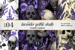 Lavender Gothic Skull Pattern, Purple Floral Skull Paper Product Image 1