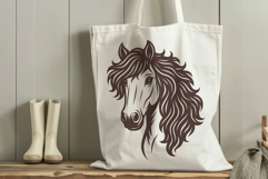Curly Mane Horse Head SVG | Western Line Art Design Product Image 3