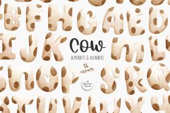 Cow alphabets and numbers, cow font clipart, cow alphabet Product Image 1