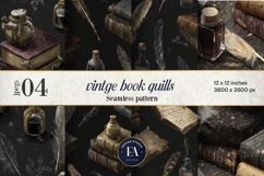 Vintage Book Quills Pattern | Dark Academia Paper Product Image 1