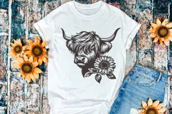 Highland Cow with Sunflowers SVG | Cute Farm Animal Cut File Product Image 3