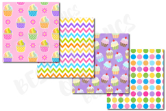28 Sweet Rainbow Cupcakes Digital Papers Set Cupcake Desert Product Image 3