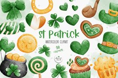 Watercolor St Patricks Day Clipart, Cute Shamrock Clipart Product Image 1