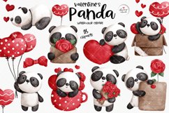 Valentine&#039;s panda, panda clipart, love clipart Product Image 1