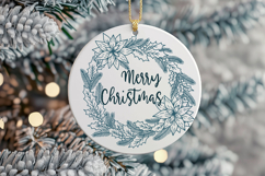 Christmas Wreath SVG | Poinsettia and Holly Circle Frame Product Image 3