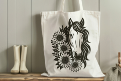 Floral Sunflower Horse Head SVG | Boho Western Line Art Product Image 2