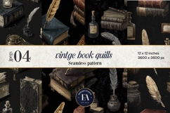 Vintage Book Quills Pattern | Dark Academia Paper Product Image 1