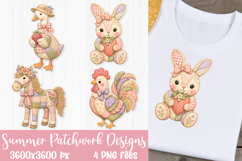 Summer Patchwork Farm Animal Sublimation Designs PNG Product Image 3