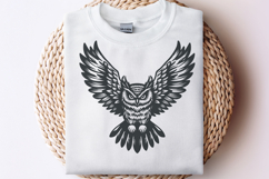 Flying Owl Front View SVG | Vintage Woodcut Wild Bird Design Product Image 3