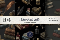 Vintage Book Quills Pattern | Dark Academia Paper Product Image 1