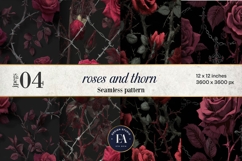 Gothic Rose Digital Paper, Dark Floral Seamless Pattern Product Image 1