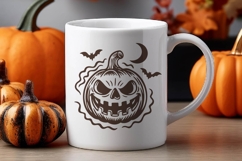 Vintage Halloween Pumpkin SVG | Jack O’Lantern with Bats PNG Product Image 2