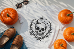Skull with Moon and Thorns Halloween SVG and PNG Clipart Product Image 2