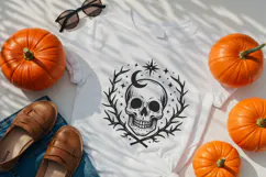 Skull with Moon and Thorns Halloween SVG and PNG Clipart Product Image 2