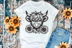 Highland Cow with Sunflowers SVG | 4 Farm Animal Designs Product Image 3