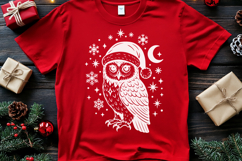 Christmas Owl SVG | Festive Owl in Santa Hat with Snowflakes Product Image 2