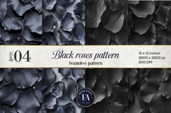Black Rose Petals Pattern digital papers | Roses pattern Product Image 1