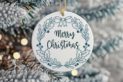 Christmas Holly Wreath with Bow SVG | Holiday Frame Product Image 3