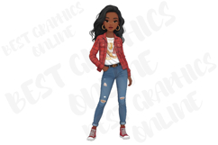Beautiful Fashionable Black Girl Clipart, College Girl image Product Image 3