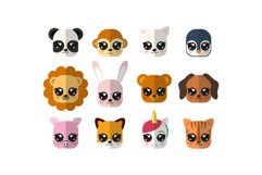 Set of Cute Animals Face Illustration Product Image 3