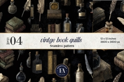 Vintage Book Quills Pattern | Dark Academia Paper Product Image 1
