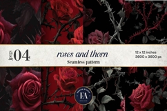 Gothic Rose Digital Paper, Dark Floral Seamless Pattern Product Image 1