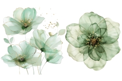 13 Green Watercolor Floral Clipart Bundle, Abstract Flowers Product Image 3