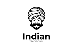 Traditional Indian Man Mascot Logo with Turban Vector Product Image 1