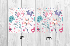 Cute Cat Seamless Pattern with Funny Kawaii Kitty Faces Product Image 2