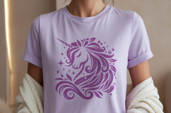 Elegant Unicorn Silhouette SVG | Fantasy Floral Sparkle Product Image 3