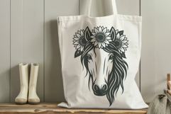 4 Floral Horse SVG Files | Sunflower Boho Line Art Designs Product Image 2