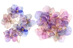 14 Watercolor Hydrangea Flowers Clipart Bundle, Pink Purple Product Image 3