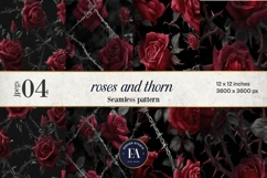 Gothic Rose Digital Paper, Dark Floral Seamless Pattern Product Image 1