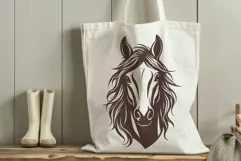 Wild Mane Horse Head SVG | Western Line Art Design Product Image 3