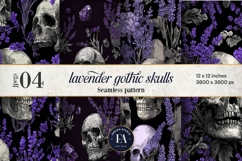 Lavender Gothic Skull Pattern, Purple Floral Skull Paper Product Image 1