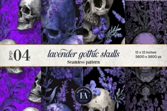 Lavender Gothic Skull Pattern, Purple Floral Skull Paper Product Image 1